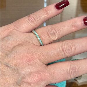 Tiffany & Co. Silver Love Ring with Tiffany Enamel Stripe 6 1/2